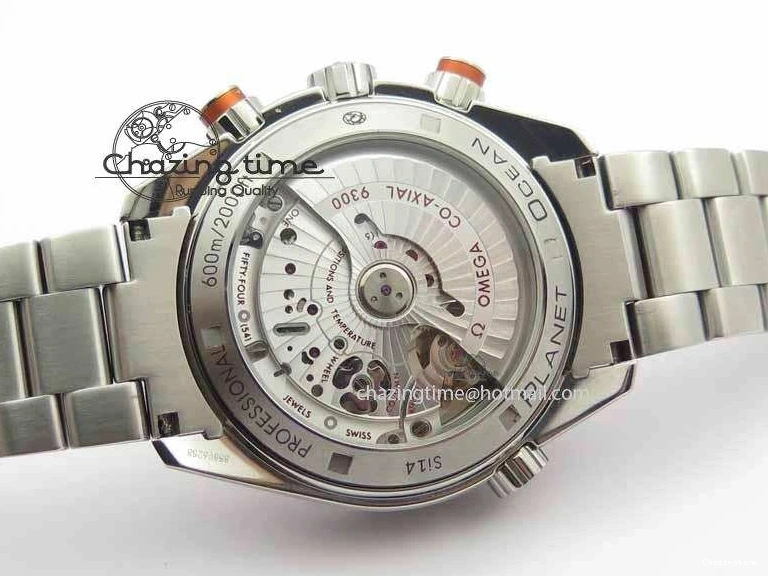 0320 Sophisticated Planet Ocean Master Chronometer Chrono SS OM 1:1 Best Edition Orange On SS Bracelet A 8156